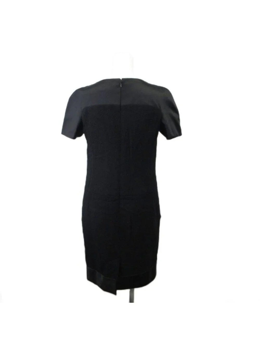 Chanel Dress Tweed Wool Bijou 36 Black Knee Length Short Sleeve PP